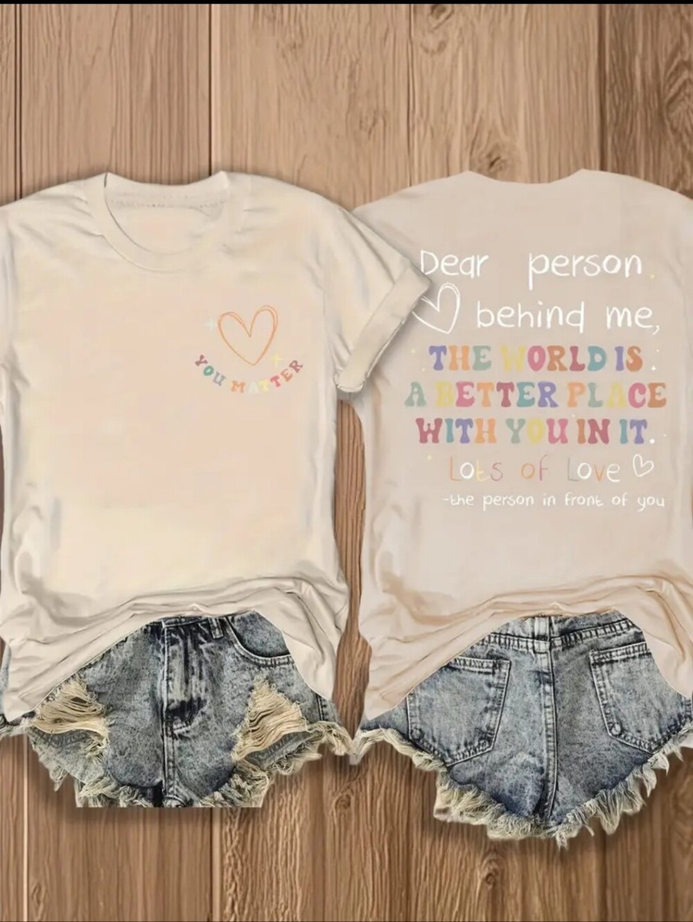 You Matter Cream Short Sleeve Tee - Inspirational Pastel Print